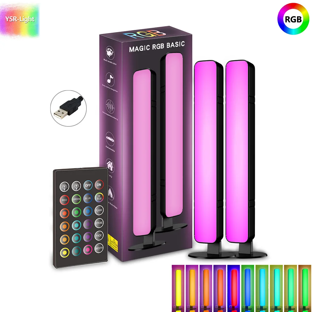 Smart RGB lampu LED dekorasi meja, lampu suasana meja LED USB DC5V 24 tombol Remote Control irama musik untuk komputer Gaming Desktop kamar tidur