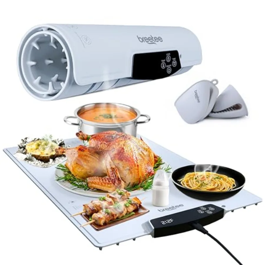 

Electric Food Warming Mat Silicone Heating Mat for Food with 9 Temp Levels Portable Roll Up Warming Mat for Food Versatile Warm