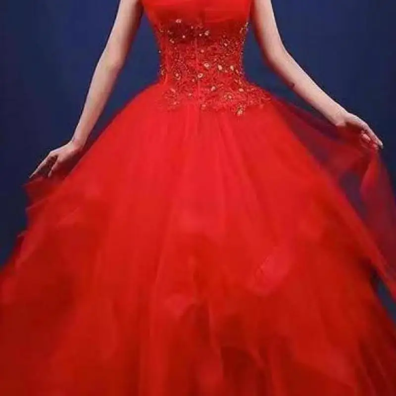 

In Stock Red Strapless Party Dress 15 Quinceanera Dresses Ball Gown Cheap Dress Customized