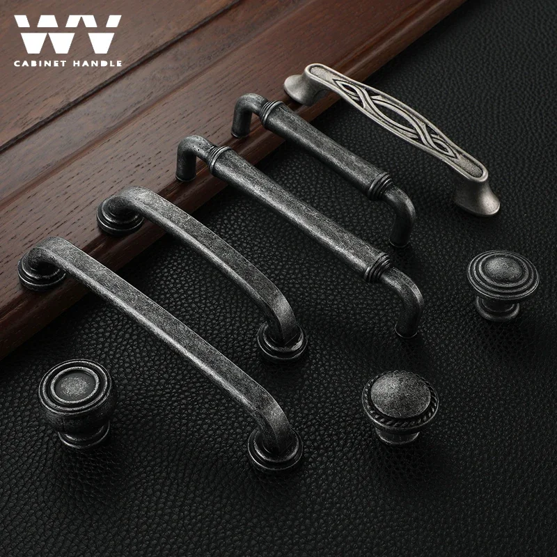 YM Retro Antique Kitchen Door Handles Vintage Closet Cabinet Dressers Hardware Knobs Cupboard Pulls for Furniture