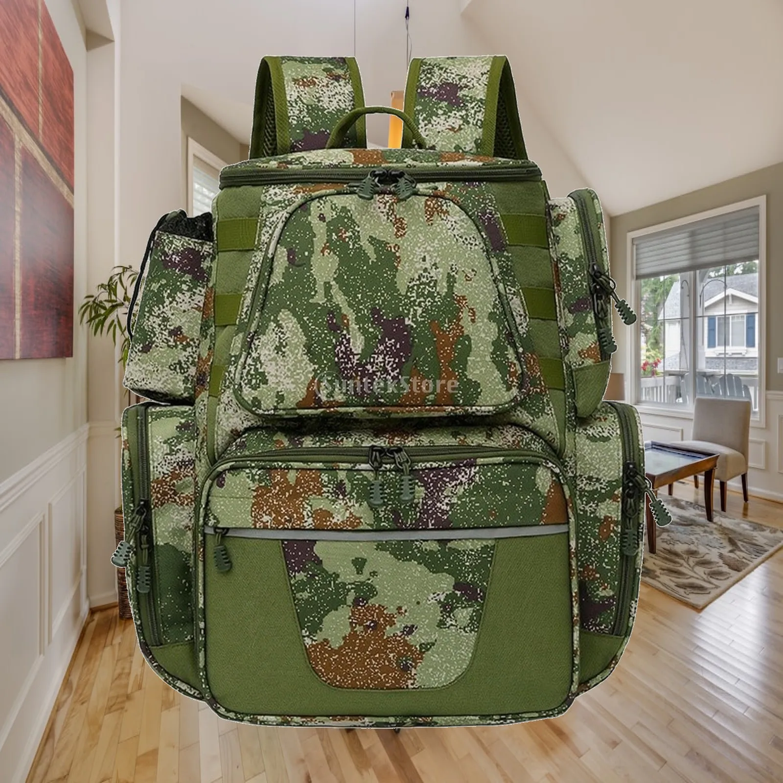 Durable Fishing Sling Backpack with Air Cushion Support for Hiking Pedaling and Weekend Camping Trips