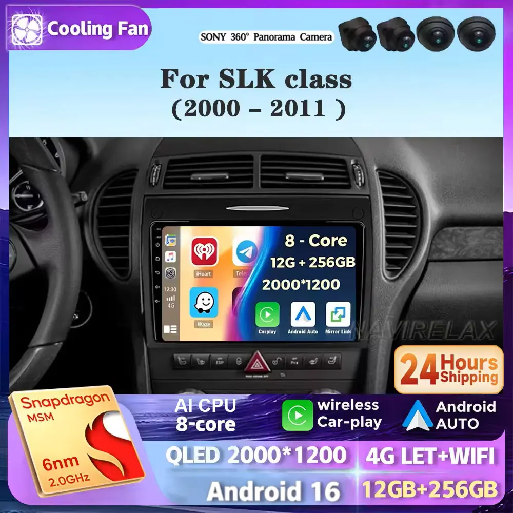 Android 16 Carplay Car Radio For Mercedes Benz SLK class R171 SLK200 SLK280 SLK300 2000 - 2011 Navigation GPS Multimedia Player
