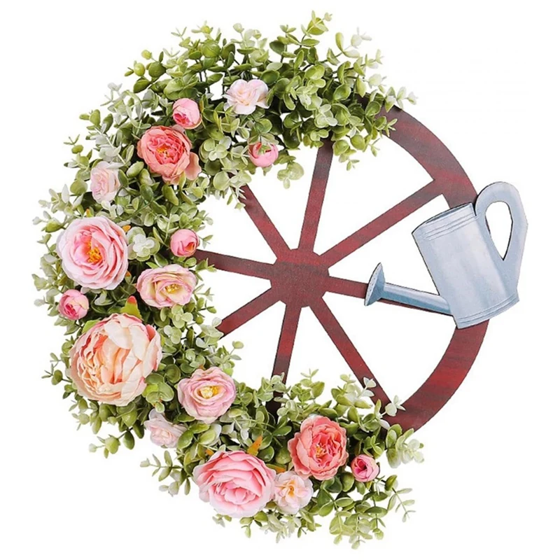 

Creatives Watering Kettle Wheel Garland Spring Simulation Garland Outdoor Pastoral Decorations Courtyard Hangings