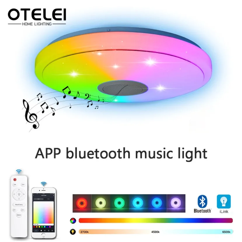 LED Ceiling Light APP Bluetooth Circular Music Light RGB Dimming Remote Control Intelligent Bedroom Living Room Decoration Light