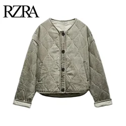 RZRA-Chaqueta de algodón de manga larga para mujer, abrigo de estilo callejero retro, informal, cómodo y cálido, original, novedad de otoño e invierno, 2024