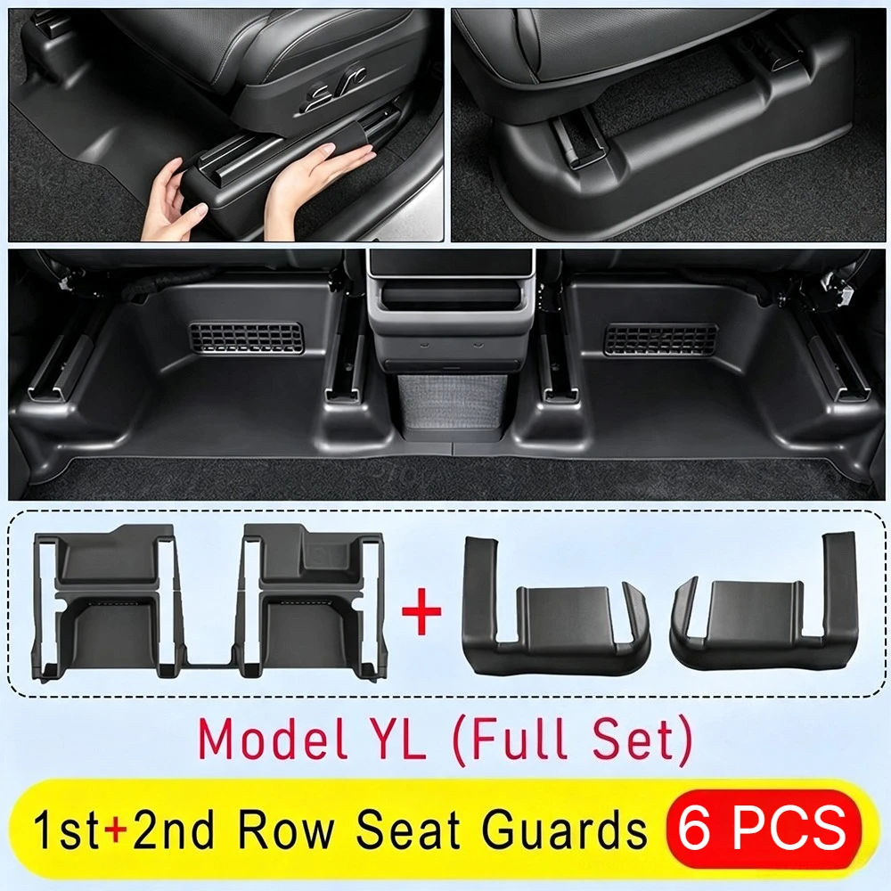 TPE Full Cover Under Seat Corner Guard for Tesla Model YL 6 Seats Dust Proof Wear Resistant Easy Install Interior Accessory