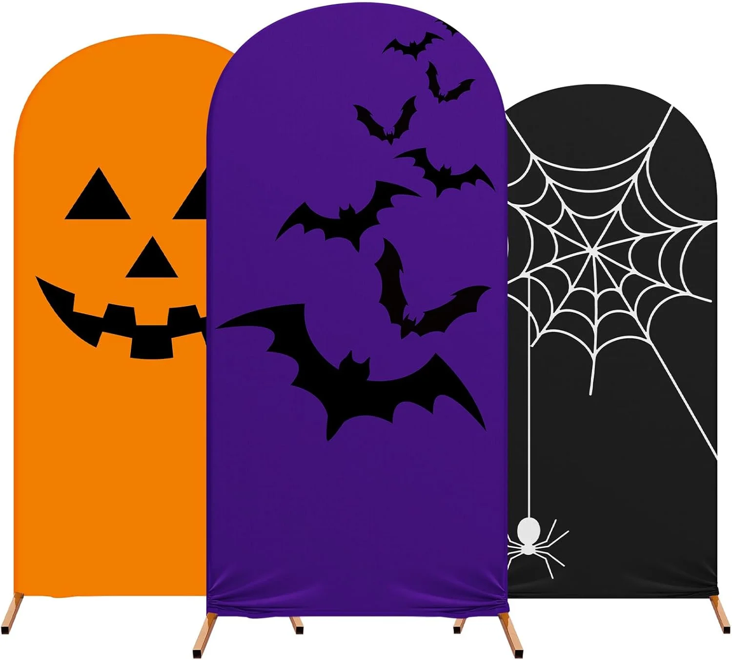 

Хэллоуин арочный фон чехлы тыквенные фоны паутина летучая мышь призрак вечерние эластичные фоны