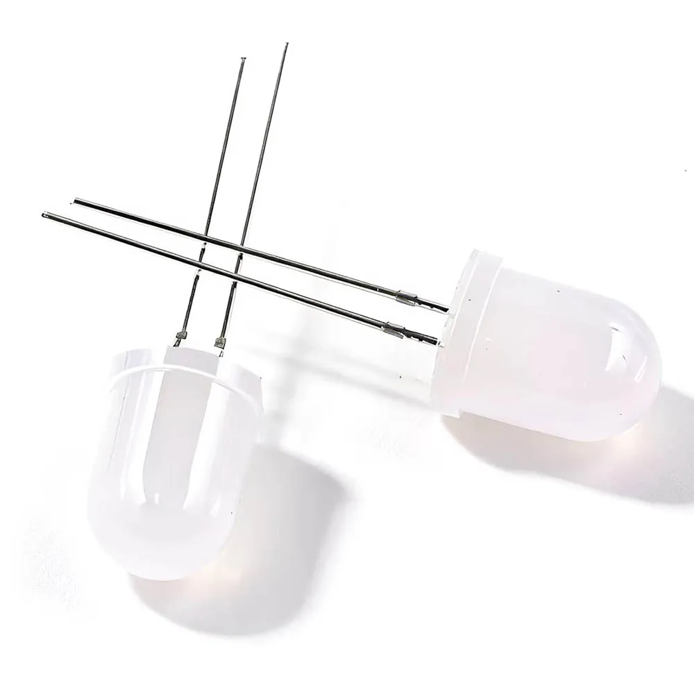 50 szt. 5 kolorów x 10 szt. 10 MM dioda LED rozproszona zestaw 10 mm 3 V zestaw emitujący światło biały zielony czerwony niebieski żółty — zdjęcie 6