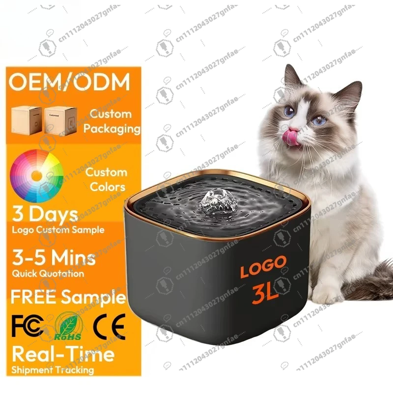 

Автоматический фонтан-поилка для кошек и собак 3 л (101 унция) с пластиковым ремешком, фильтром и циркуляцией воды