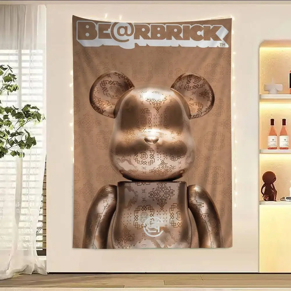 B-Bearbricks Toy Bear Printed Large Wall Tapestry Indian Buddha Wall Decoration Witchcraft Bohemian Hippie Wall Art Decor