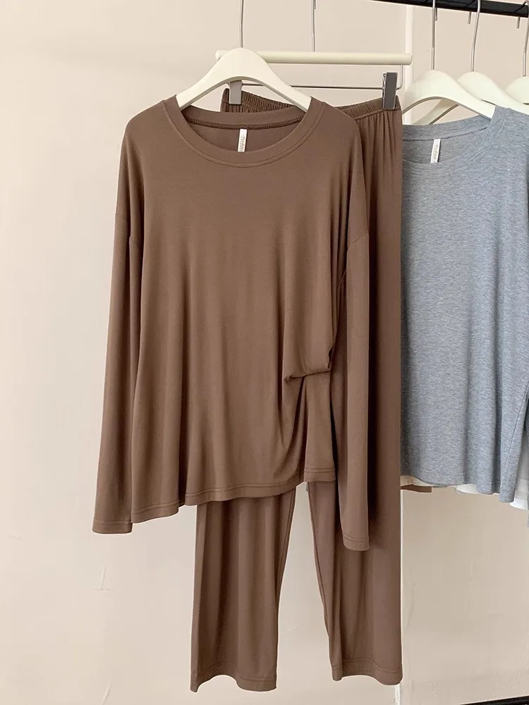 Korean Cotton Woman Pajamas Set New Comfortable Long Sleeve Top Trousers Sets Spring Autumn Night Wear Suit Women's Home Clothes image 6