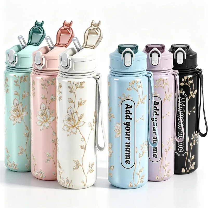 Personalized Leakproof Sports Water Bottle Custom Unique Design for School Gym Hiking Gift for Families Classmates Teachers
