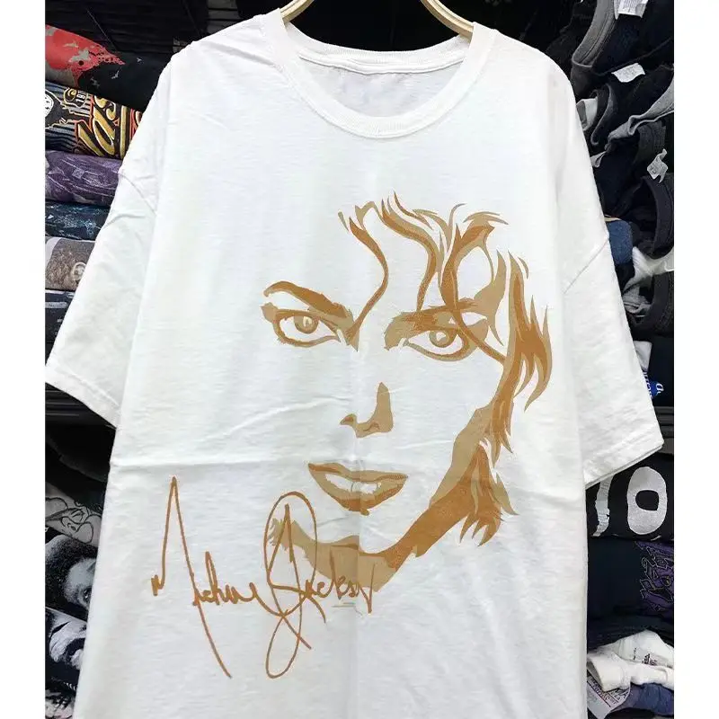 

Новая мужская футболка Michael Jackson Tribute Sketch с портретным принтом и короткими рукавами, мужская и женская футболка High Street, хлопок
