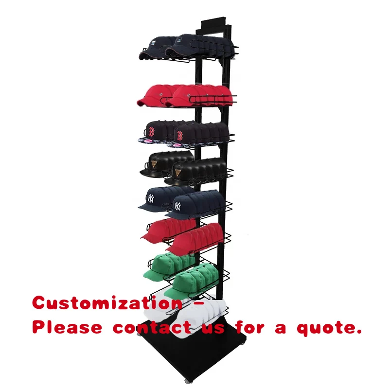 custom.Custom Modern Freestanding Metal Wire Powder Coated Hat Display Rack with Easy Assembly Retail Stores