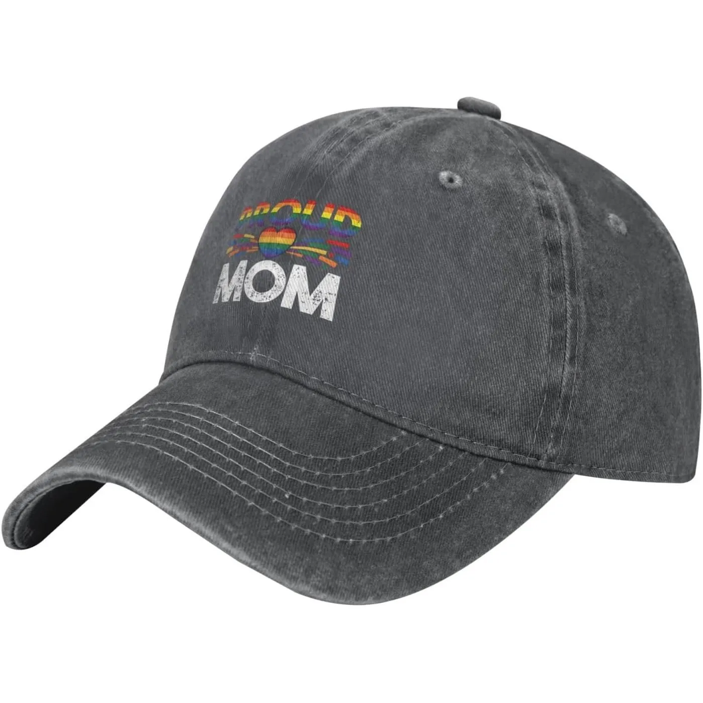 Proud-Mom-LGBT-Pride-Rainbow-Washed-Baseball-Cap-Adjustable-Outdoor-Casual-Dad-Hat