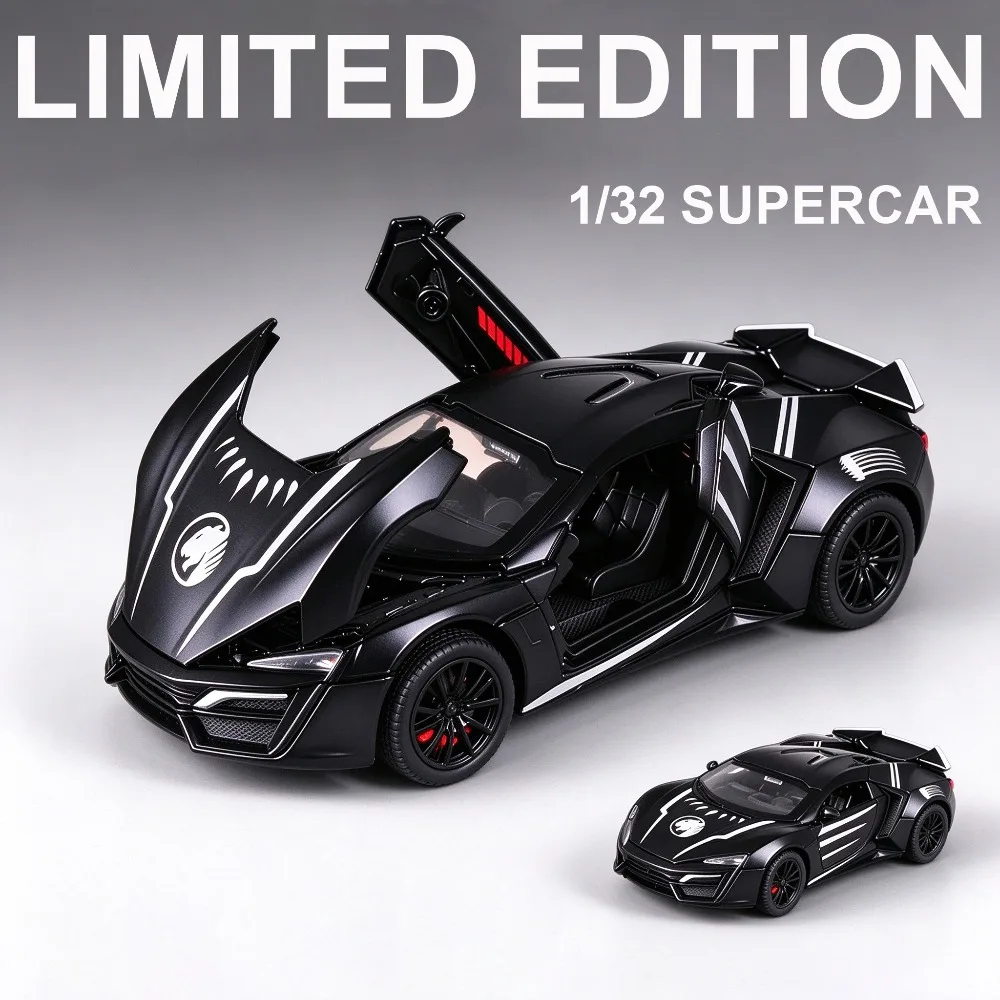 1:32 Scale Limited Edition Supercar Model Car Toy Doors Opened Sound Light Models Pull Back Shock Absorption Vehicle Unique Gift