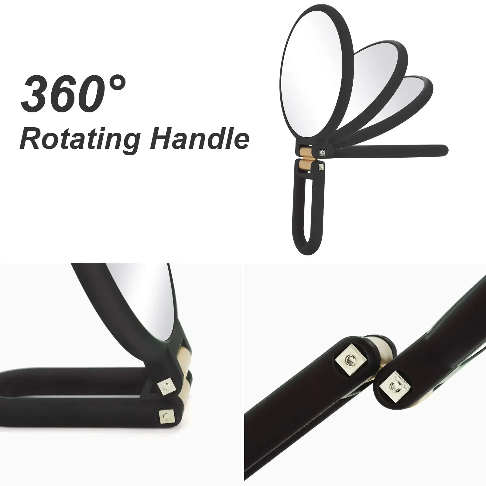 Beauty Hand Mirror, 30X Magnifying Mirror on Stand, Double Sided Magnifying Mirror with 30X/1X Magnification, 360°Adjustable Ha