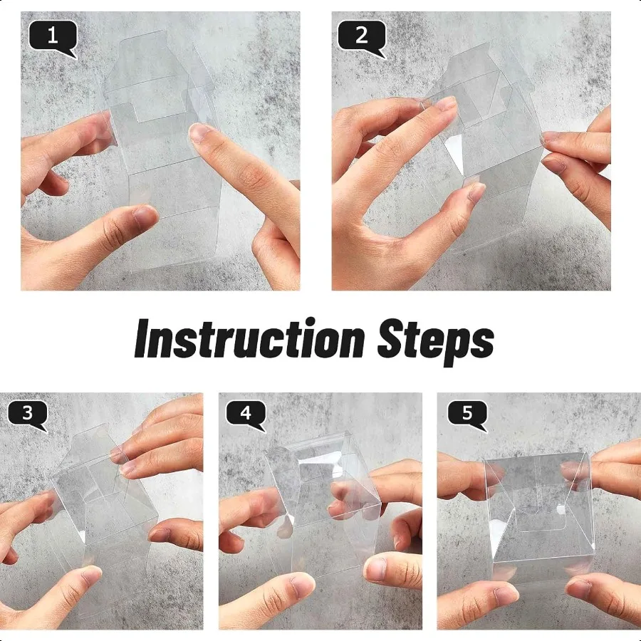 Clear Favor Boxes Mini Transparent Cube Treat Boxes with Ribbons