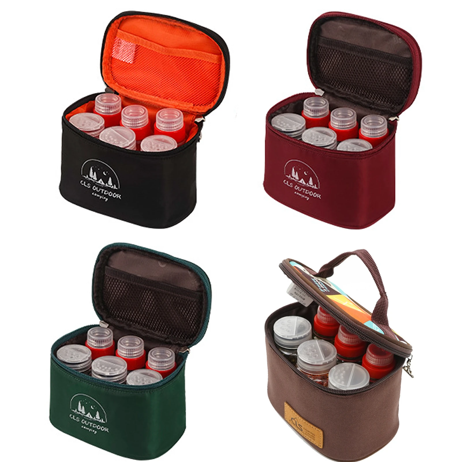 Camping Spice Containers Portable Plastic Multifunction Empty Spice Containers Set with Storage Bag