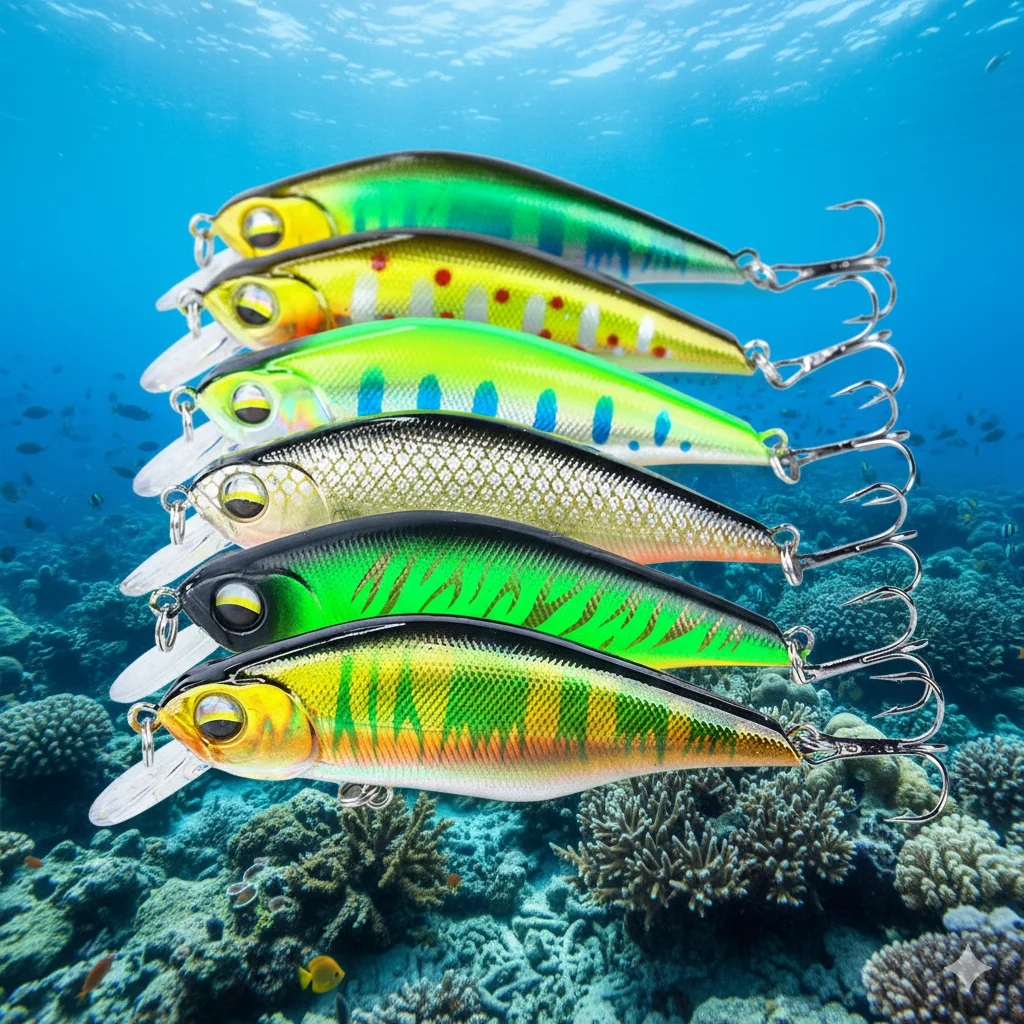 6 Stück schwimmende Minnow-Angelköder, 9,2 cm, 11,8 g |   Laser-Hartplastik-Wobbler |   Kurbelköder Swimbait für Hecht, Karpfen & Barsch Angelzubehör