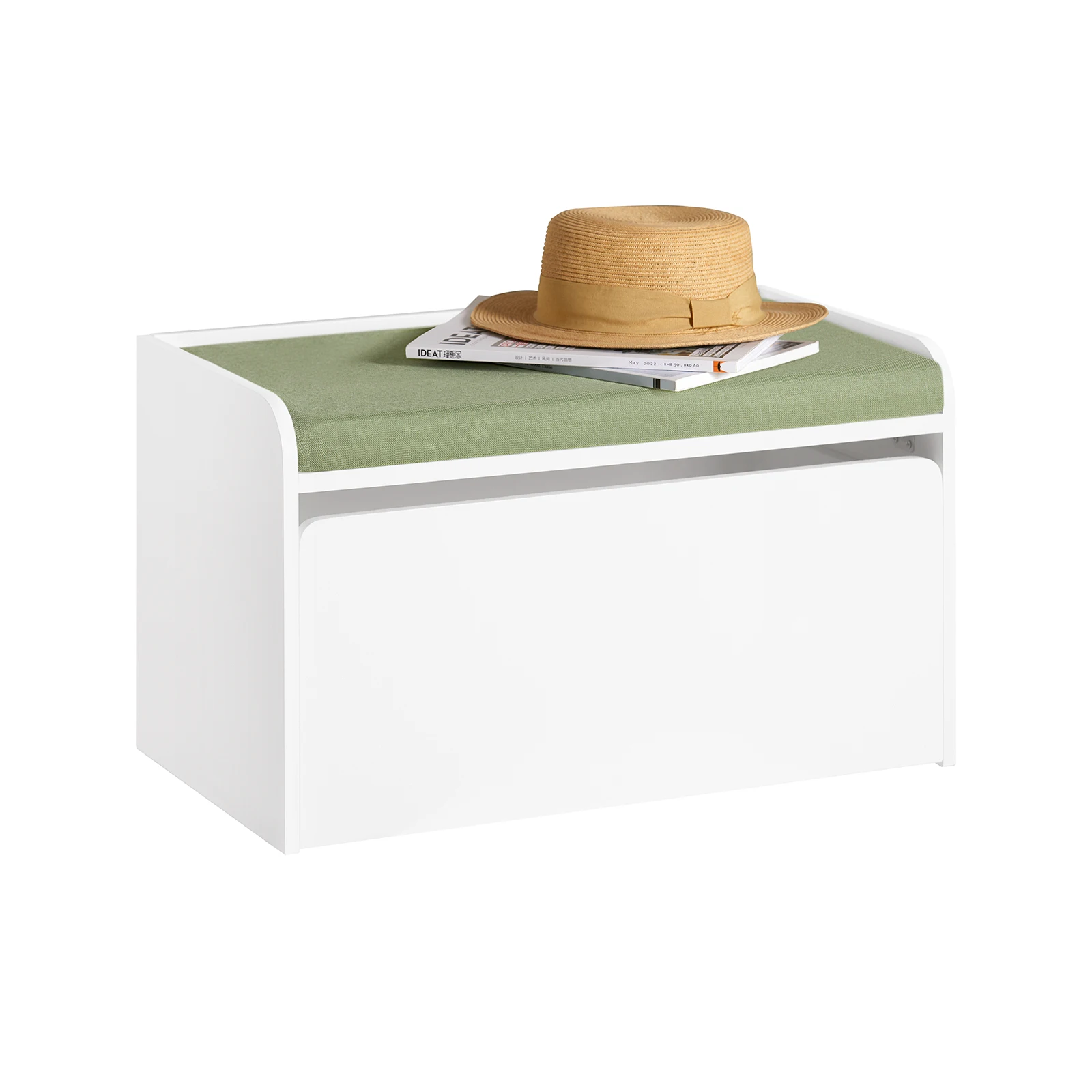 SoBuy KMB80-W Banco para niños con almacenamiento Práctico caja de almacenamiento de juguetes y zapatos con cómodo cojín de asiento