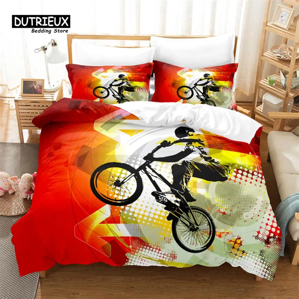 

Motorcycle Poster Bedding Set, 3Pcs Duvet Cover Set, Soft Comfortable Breathable Duvet Cover, For Bedroom Guest Room Decor