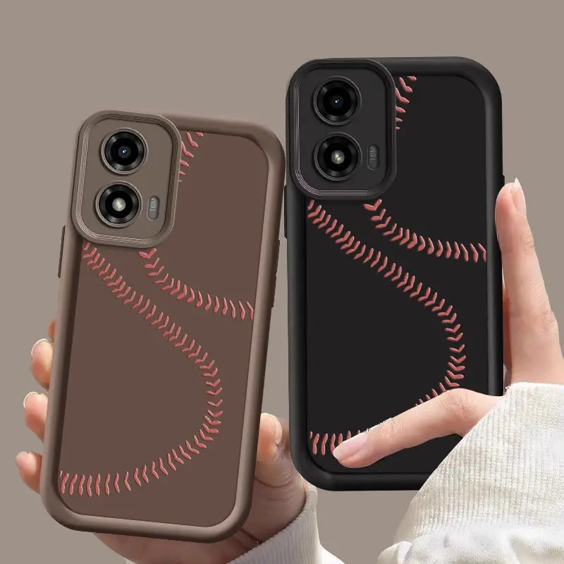 G04S Baseball Redline Silicone Phone Case For Motorola Moto G04S Shockproof Protection Back Cover