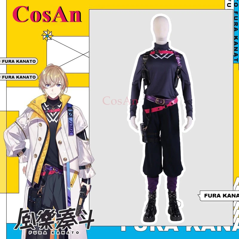 CosAn Anime VTuber VOLTACTION Fura Kanato Cosplay Costumes Fashion Handsome Uniforms Unisex Halloween Party Role Play Clothing