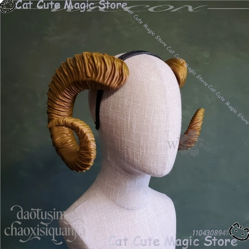 Game BG3 Furry Animal Furrsuit Cosplay Ram Horns 3D Polylactic Headwear Accessories Headband Halloween Woman Man Party Outfit - view 3