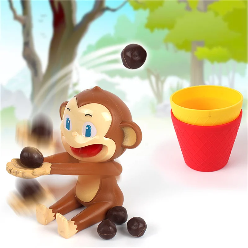 Crazy Monkey Party Board Games Toys Two People Competition Party Table Games Toys Cartoon Monkey Shooting Ball Interactive Toy