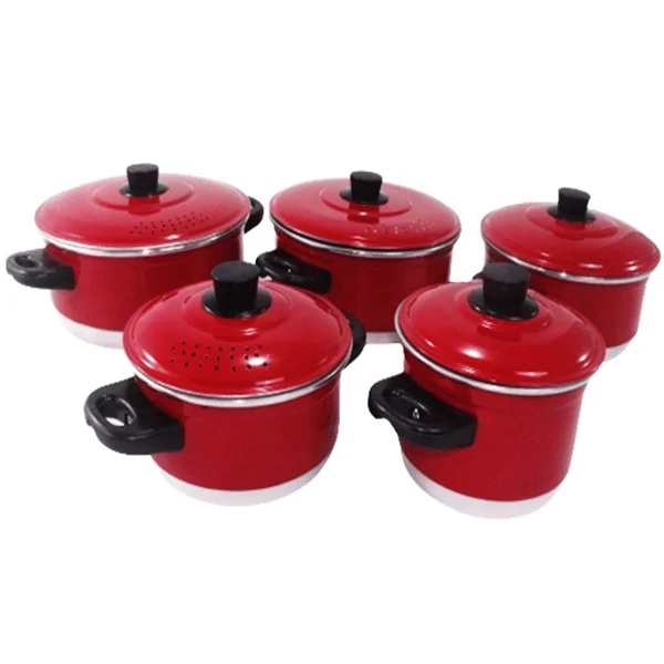 Cookware Set 5 Pieces Red Aluminum Lid STORE