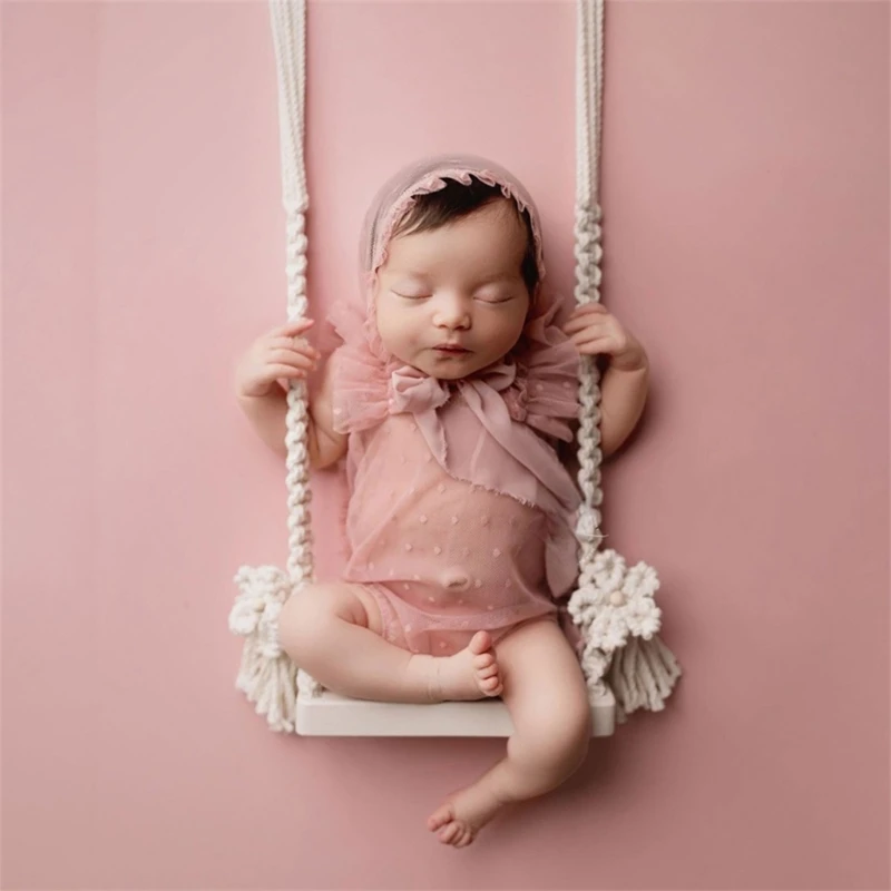 Crochet Tassel Swing DIY Photo Posing Props Newborn Shower Photoshoot Background