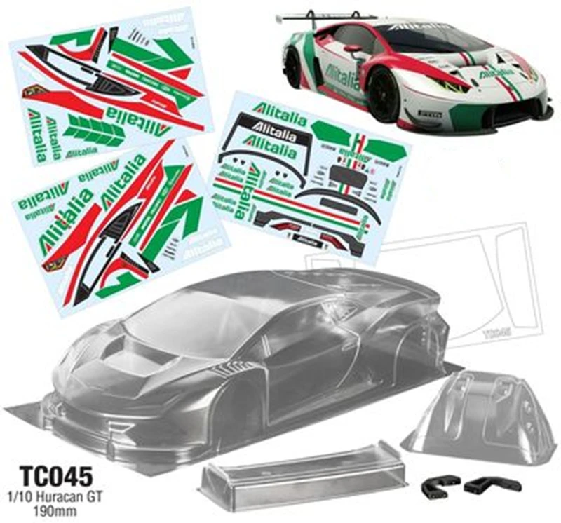 1/10 PC RC Shell body Huracan GT190mm Width 260mm Wheelbase Transparent Shell Body With Tail lampshad for D5S Mst Yokomo Hpi Hsp