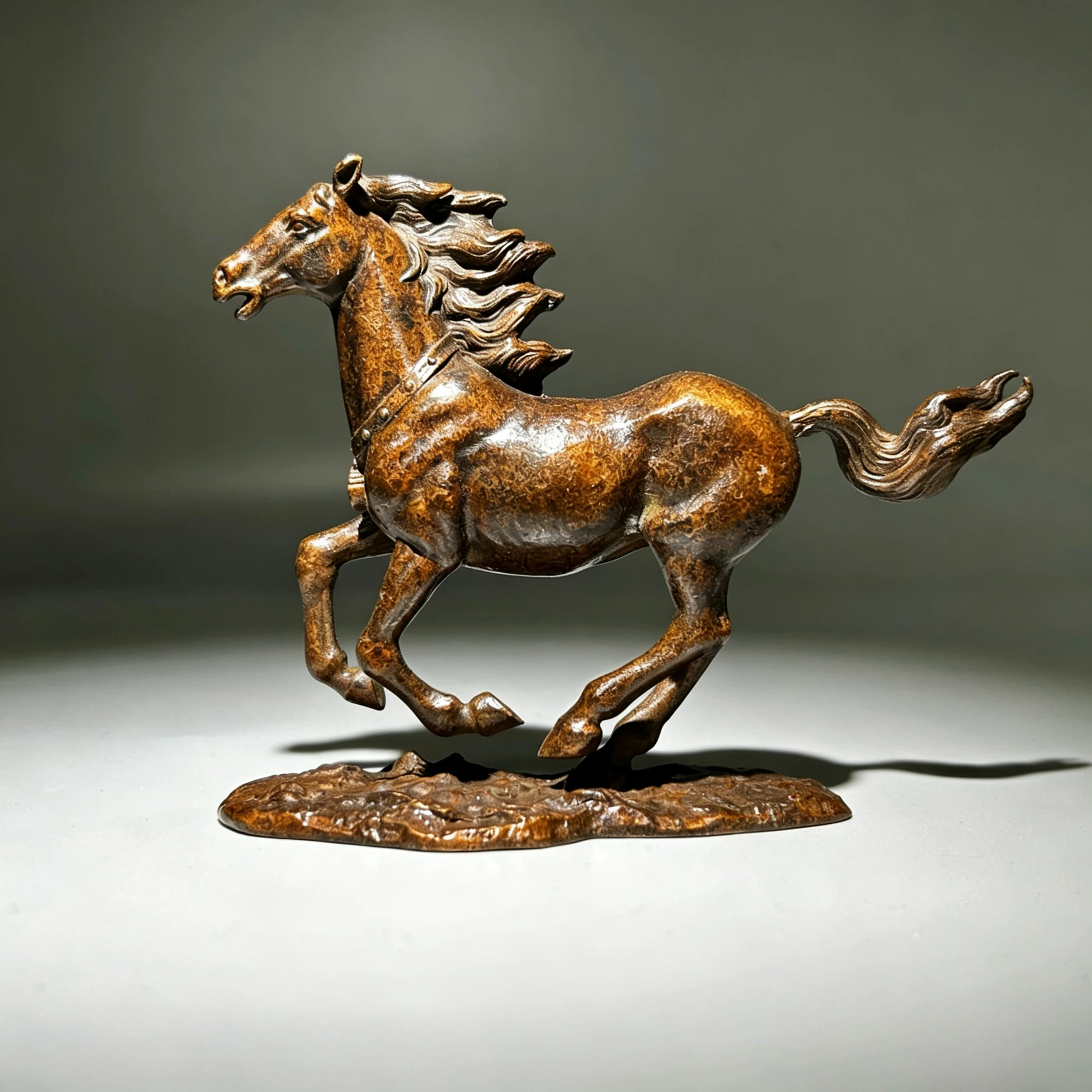 Antique Luck Figurine Copper Carving Auspicious Wealth Pegasus Flying Horse Lucky Horse Mascot Ornament