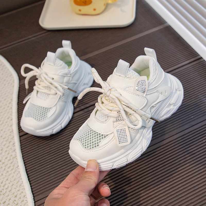 Little Girls Air Mesh Sneakers with Cute Cherry 2026 New Summer Kid Platform Sports Sneakers Soft Sole Comfort School Trainers