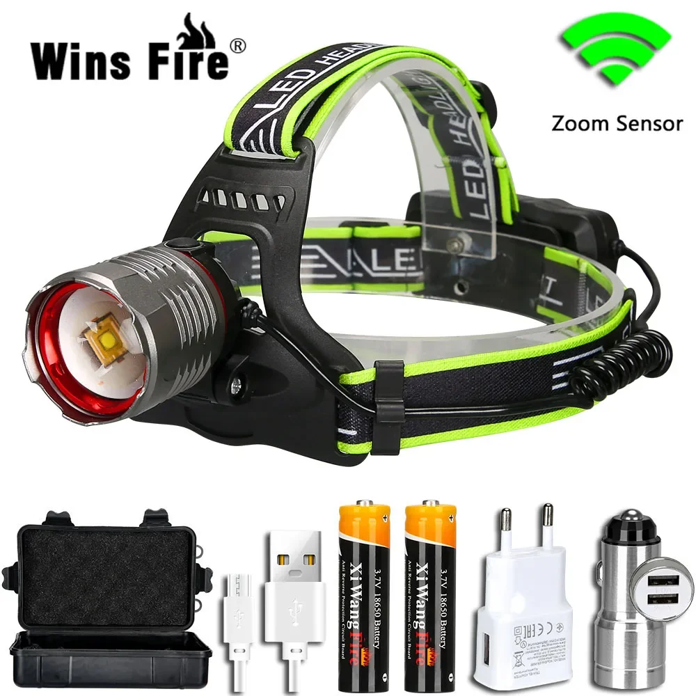 

Zoomable Powerful LED Headlamp Sensor XHP50 Headlight Flashlight USB Rechargeable Head Lamp Camping Lanterna Use 18650 Battery