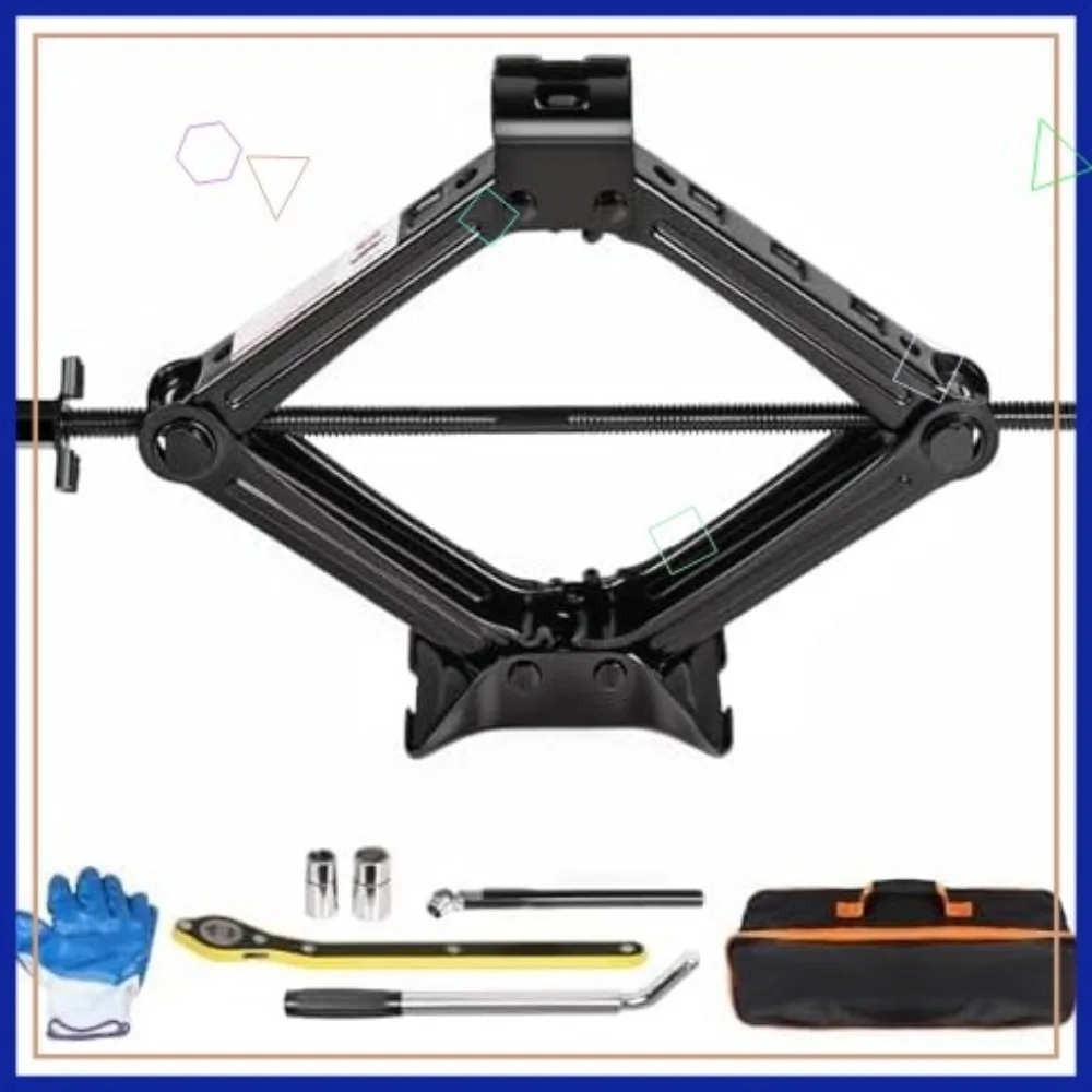 

2T Scissor Car Jack Lift Kit with Ratchet & Telescopic Wrenches, Universal Emergency Tool for Vehicles/SUVs/MPVs