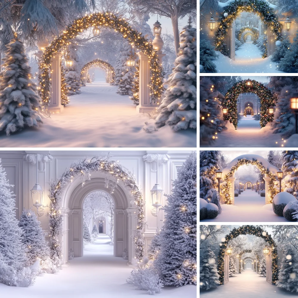 

Christmas Pink White Red Backdrop for Photography New Year Xmas Tree Window Photo Background Home Party Studio