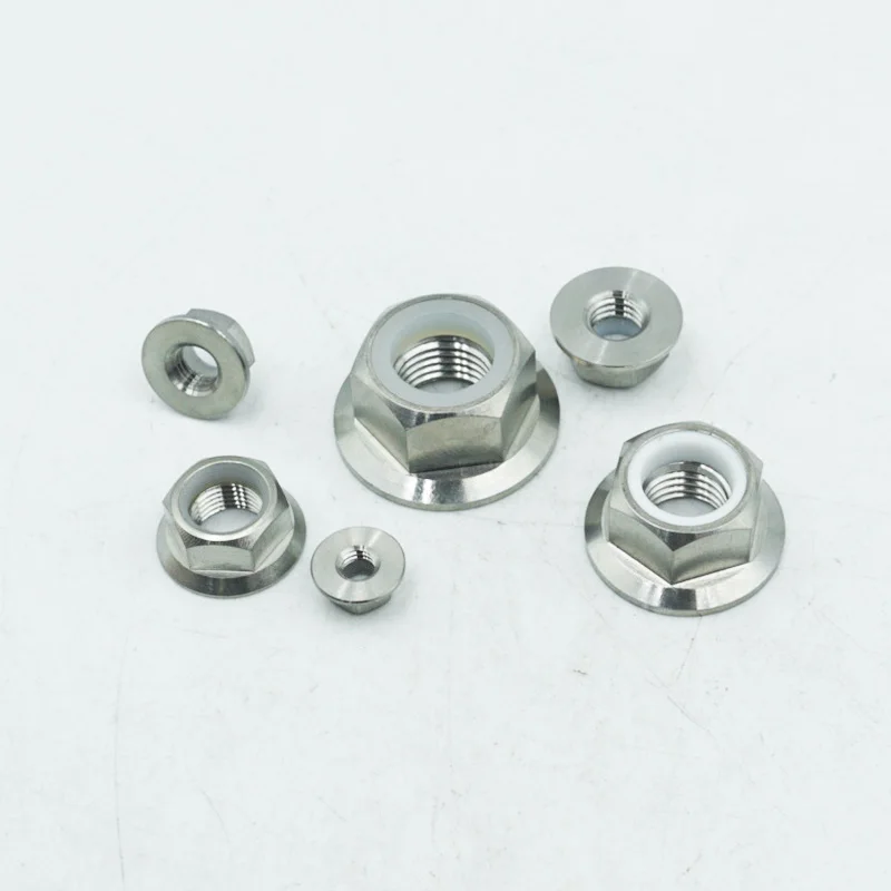 M5 M6 M7 M8 M10 M12 M14 Titanium Ti Lock Nuts Flange Head Lock Nuts Screw For Motorcycle