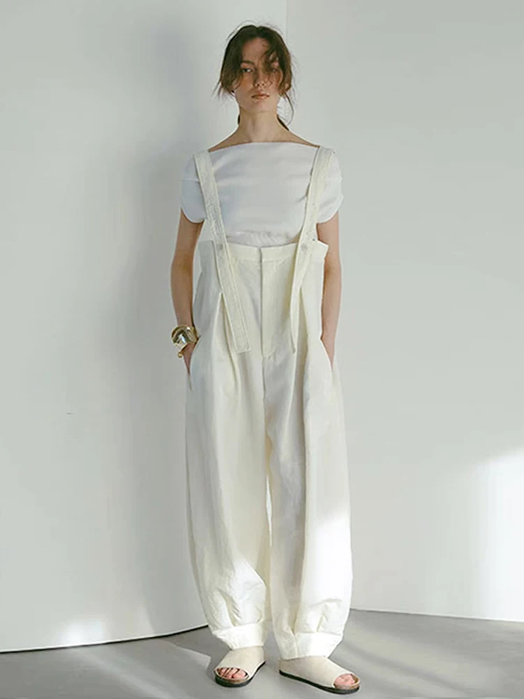 

Женский комбинезон Etre Tokyo: модный повседневный наряд для весны и лета, с высокой талией, плиссированный, с широкими штанинами