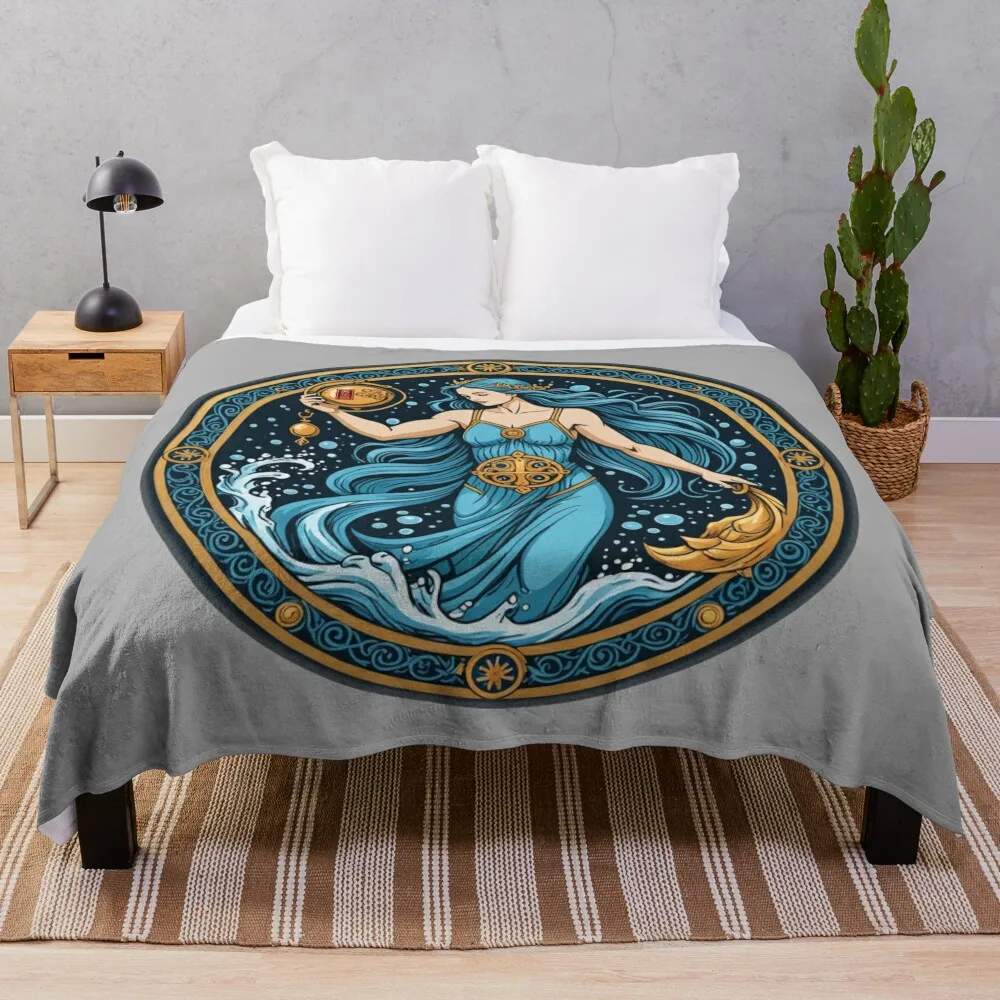 Aquarius Zodiac 2024 Throw Blanket Vintage Extra Large Throw Bed linens Cute Plaid Blankets