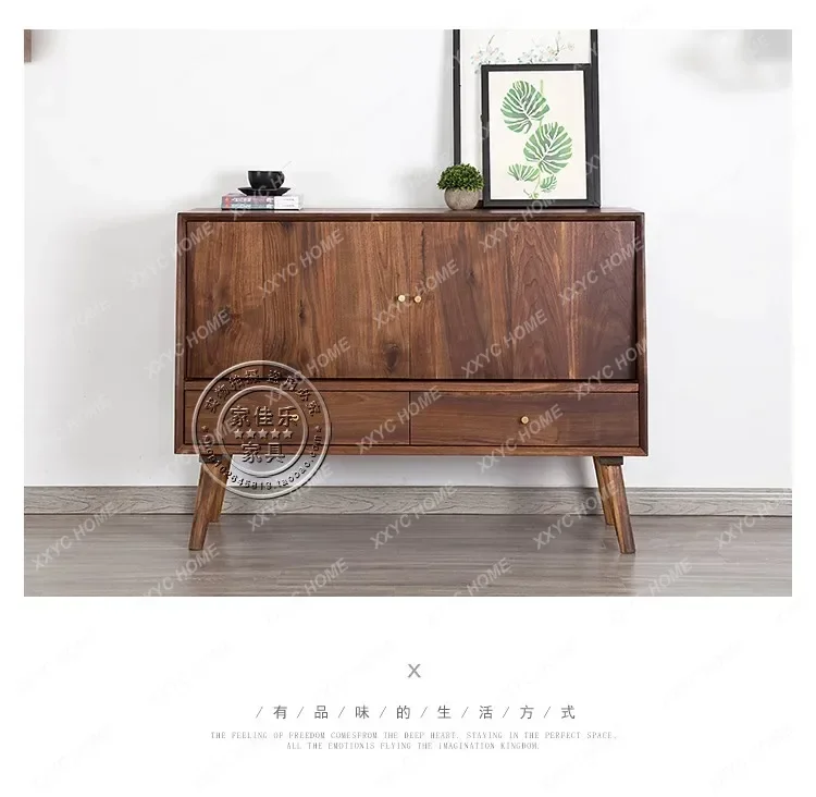 

WW5ld14 all solid wood side cabinet Japanese black walnut dining cabinet simple and modern