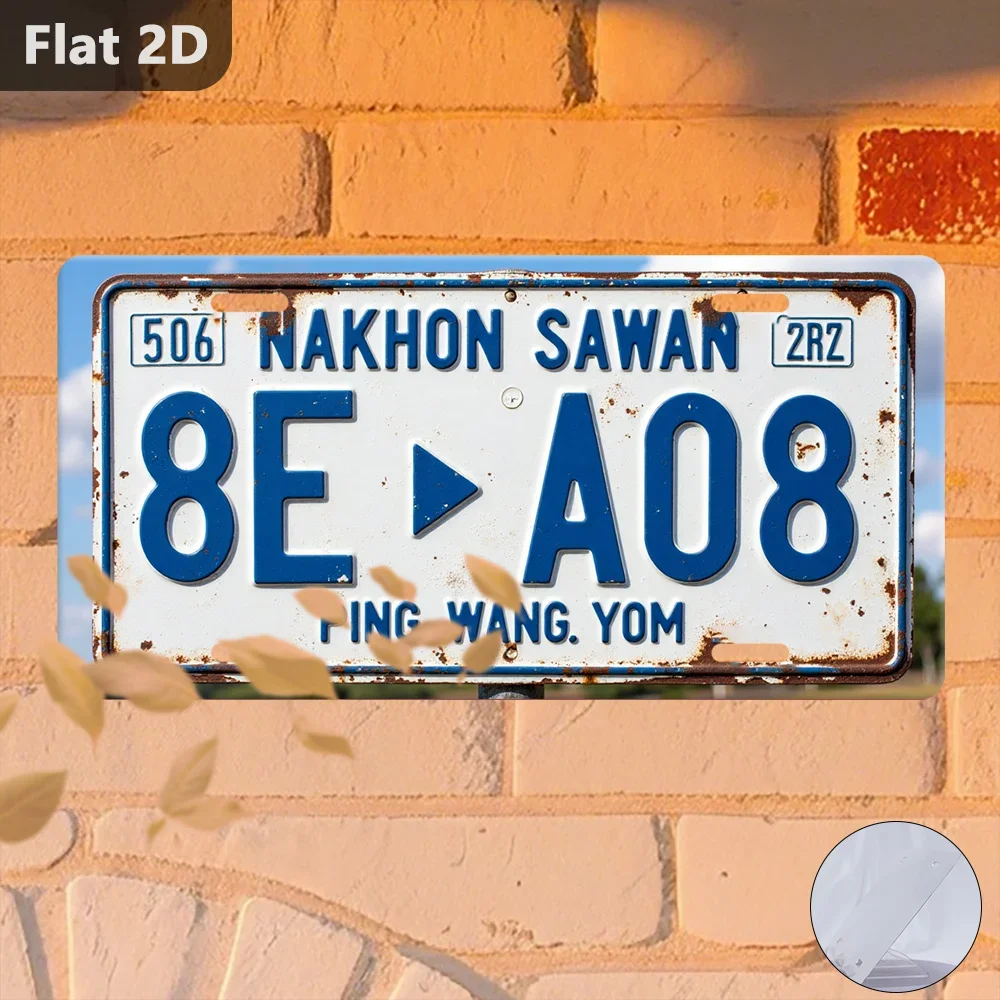 2D Flat, 1pc, Only for Decoration Decor, License Plate with Text, Retro Home Decor, License Plate Shaped, Resort City Sign