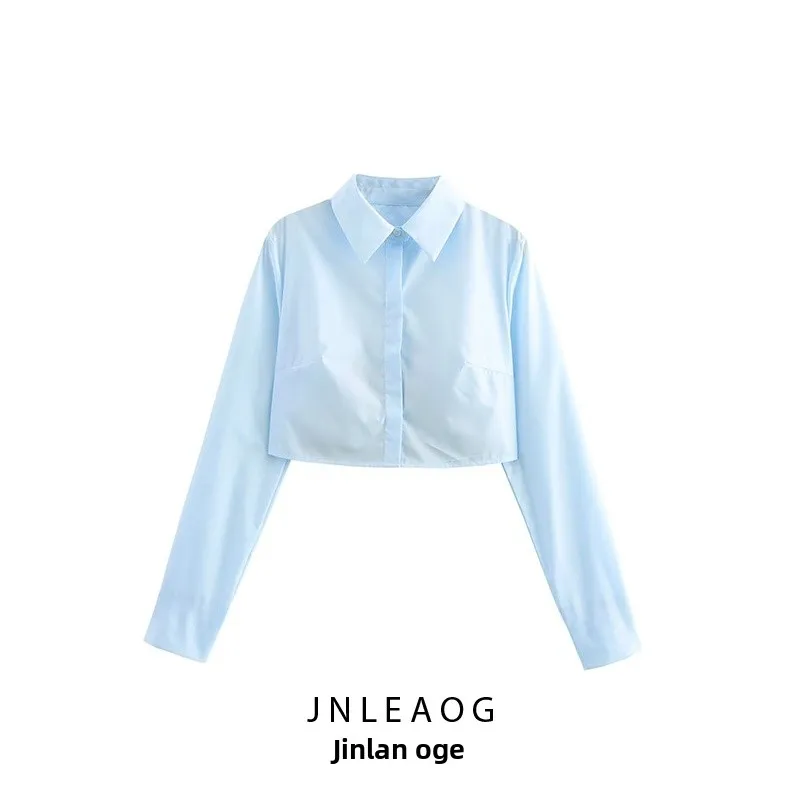 

JNLEAOG, осенний новый женский повседневный универсальный дизайн, Sense irt, полиэфирное волокно, длинный свек, откидной воротник, модный для девочек