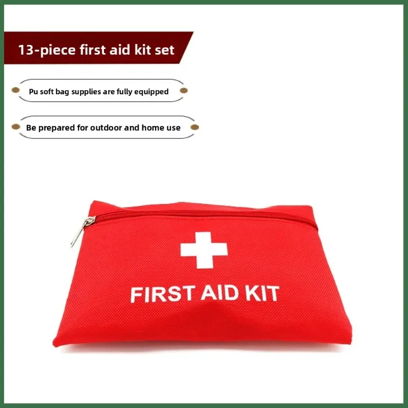 13 Piece All in One First Aid Kit Portable Compact Survival Outdoor Wilderness Travel with Complete Wound Care Supplies