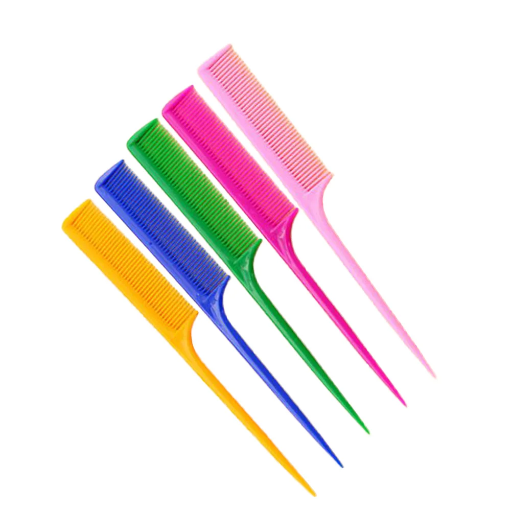 5 قطعة مكافحة ساكنة كثيفة ذيل الأسنان مشط الشعر مقبض طويل دائم فرشاة الشعر صالون استخدام إعداد الشعر تحفيز فروة الرأس