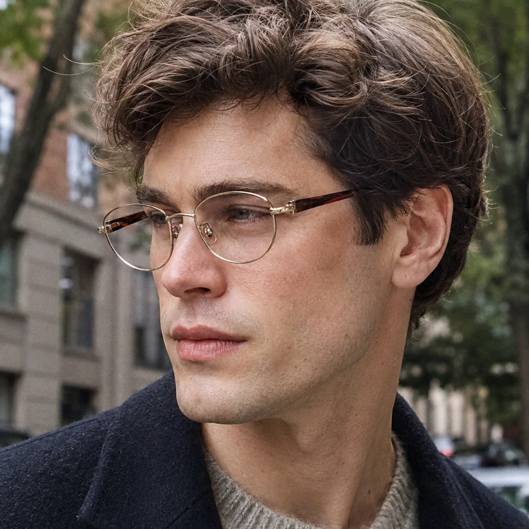 HONKAN Luxury Women Oval Eyeglasses IP Plated Metal Frame Acetate Temples Computer Glasses Retro Optical Eyewear Reading Glasses