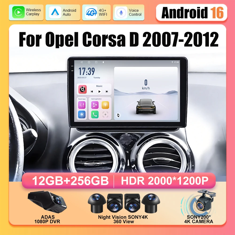 Car Radio Carplay For Opel Corsa D 2007 2008 2009 - 2012 Android Auto 5G Bluetooth Multimedia Player 2k Autoradio GPS Navigation