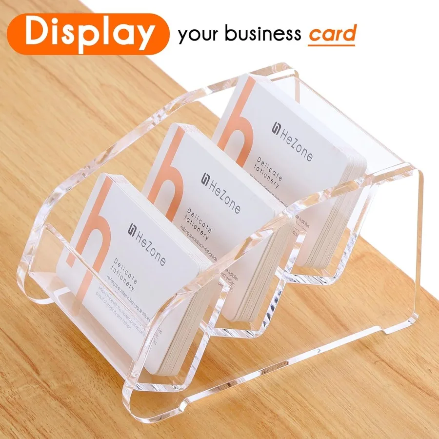 عرض حامل بطاقات العمل الأكريليك للنساء والرجال 3 فتحات 3 طبقات حامل بطاقات شفافة لفتحات المكتب التي تيل مرة أخرى لمنعها #5