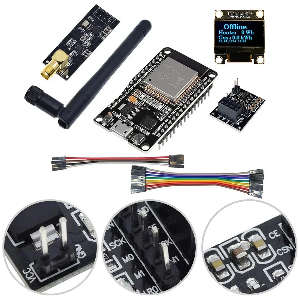 1 Set Esp321 Nrf24l01 Open Dtu Voor Hoymiles Diy Kit Display Antenne Socket Kabel Elektrisch Gereedschap Accessoires